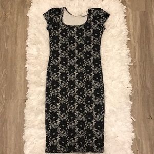 Mid Length Faux Lace Bodycon Dress